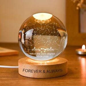 Personalized Star Map Crystal Ball Night Light, Personalized Anniversary Wedding Gift for Couple, Anniversary, Engagement Gift,Birthday gift