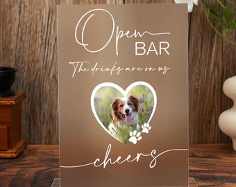 Wedding Open Bar Sign, Pet Bar Menu, Wedding Reception Bar Sign, The Drinks Are on Us Hangover Is on You, Modern Wedding Party Decoration