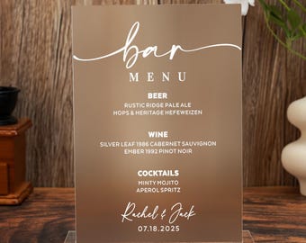 Enseigne de menu de bar/Signe de boisson signature de mariage/Enseigne de bar pour mariage/Menu de bar de mariage moderne/Enseigne de mariage/Décoration de fête/Enseigne de cocktail de mariage