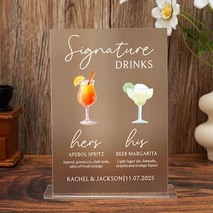Signature Cocktail Sign, Signature Drink Sign, Bar Menu, Wedding Drink Sign, His and Hers Drinks, Bride and Groom Drink, Drink Menu Sign