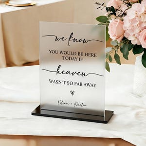 In Loving Memory Sign for Wedding,We Know You Would be Here Today If Heaven Wasn't So Far Away Wedding Sign, Memory Table Sign,Wedding Decor
