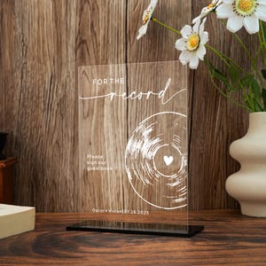 Record Guestbook Sign, Record Guest Book Sign, Wedding Gift, Wedding Guest Book Sign, Please Sign Our Record Guest Book, For the Record Sign