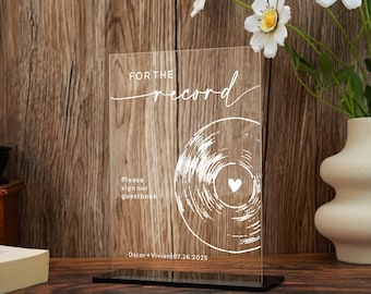 Record Guestbook Sign, Record Guest Book Sign, Wedding Gift, Wedding Guest Book Sign, Please Sign Our Record Guest Book, For the Record Sign