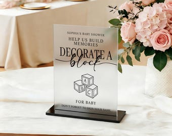 Decorate A Block Baby Shower Sign, Baby Shower Decorate a Block, Build Memories Baby Block Sign, Minimalist Baby Shower Activity