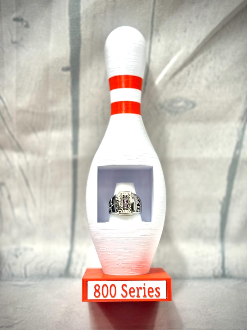 Bowling Pin Honor Score Ring Display – Proudly display 300 game or 800 series rings 800 Series