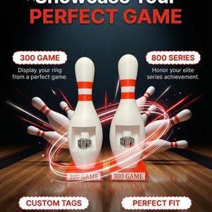 Bowling Pin Honor Score Ring Display – Proudly display 300 game or 800 series rings