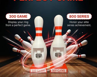 Bowling Pin Honor Score Ring Display – Proudly display 300 game or 800 series rings