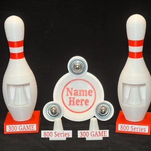 Bowling Pin Honor Score Ring Display – Proudly display 300 game or 800 series rings image 12