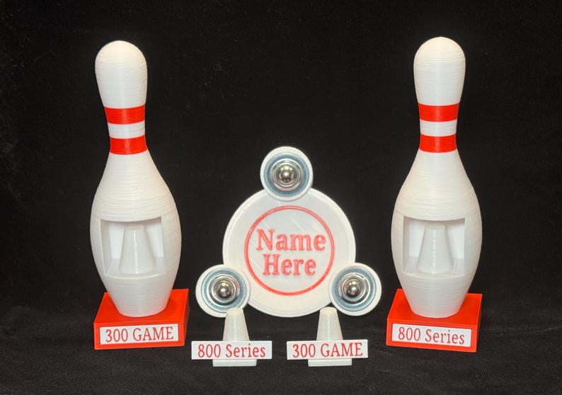 Bowling Pin Honor Score Ring Display – Proudly display 300 game or 800 series rings image 12