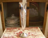 Duchin Creations Crystal Vase with Weighted Sterling Silver Base, Wheel Cut Ruffled Edge Glass AS IS