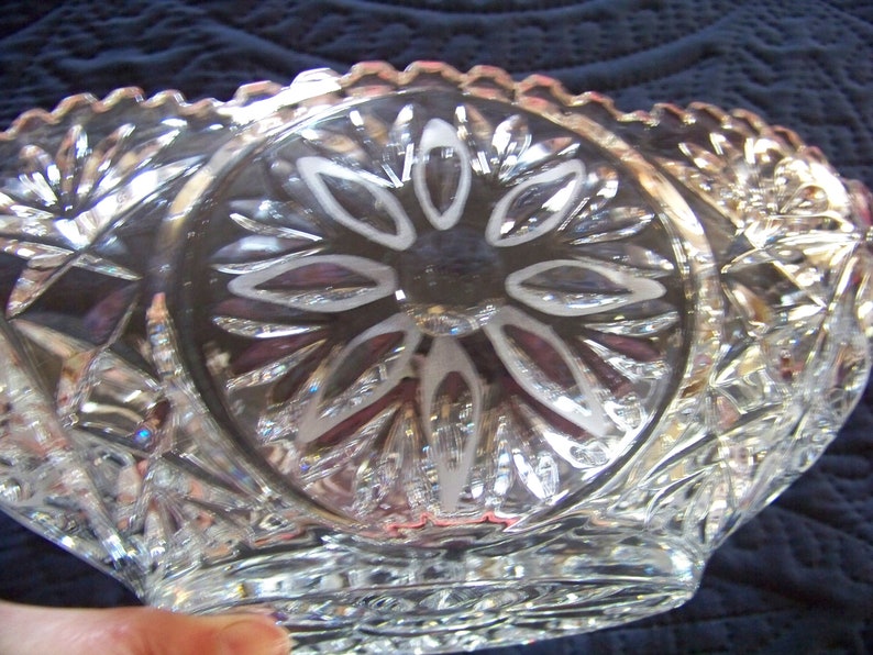 Lead Crystal Bowl Zajecar Yugoslavia Kristal Oval Serving Etsy