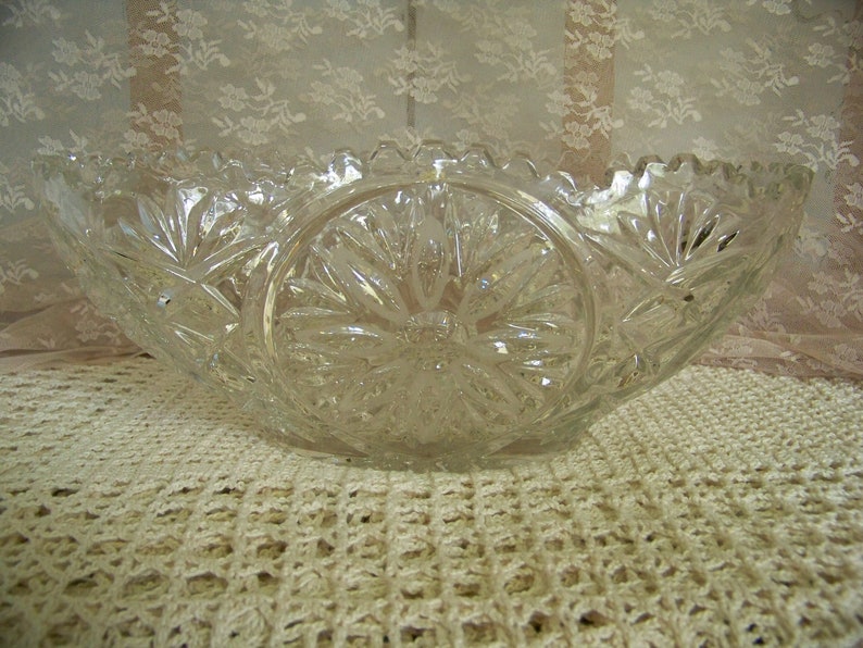 Lead Crystal Bowl Zajecar Yugoslavia Kristal Oval Serving Etsy
