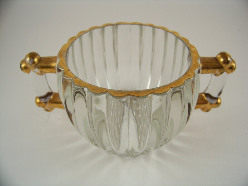 Glass Sugar and Creamer Gold Rimmed Glass National Etsy