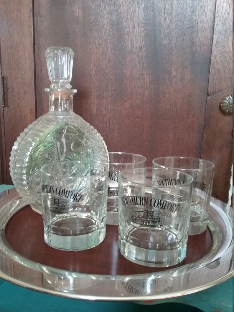 Lowball Glasses Southern Comfort Set Of 4 On The Rocks Old Etsy