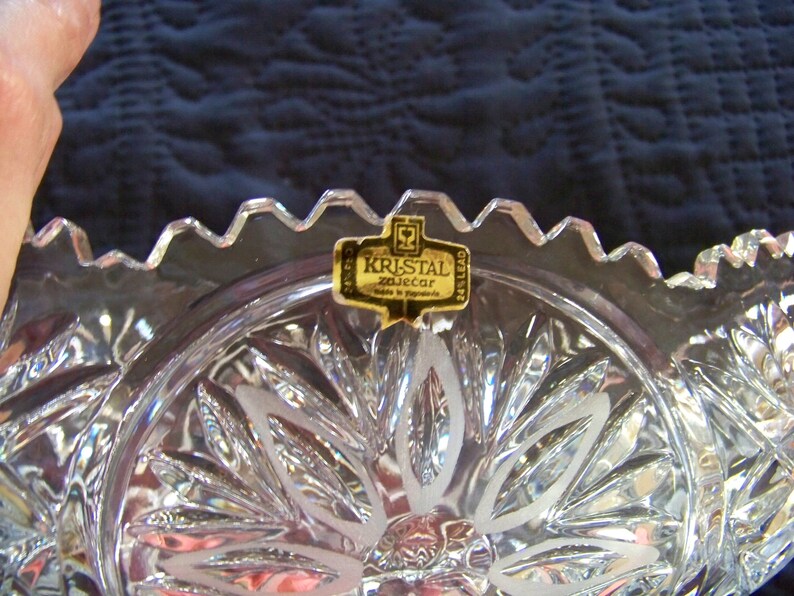 Lead Crystal Bowl Zajecar Yugoslavia Kristal Oval Serving Etsy