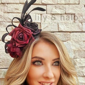 Fascinator, black,flowers,ribbon,wedding, funeral, special occasion, handmade,headpiece, headwear,party,free shipping, kate middleton hat