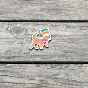 Stolz Hund Aufkleber | Süßer LGBTQ+ Regenbogen Flagge Vinyl Aufkleber | Wasserdichter Welpen-Aufkleber für Laptop, Wasserflasche, Journal