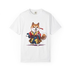 Shiba Inu Samurai T-shirt, Cute Dog Tee, Unisex Graphic Shirt, Japanese Culture Gift, Pet Lover Apparel, Anime Inspired Clothing