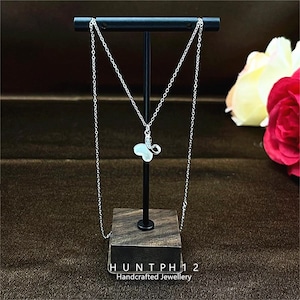 Sterling Silver Butterfly Necklace for Women with White Mother of Pearl Necklace