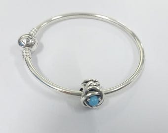 Pandora December Birthstone Charm Eternity Circle Bangle Gift Set