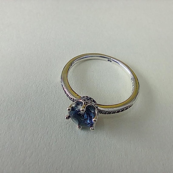 pandora ring blue sparkling crown solitaire