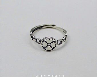 Personality fashion temperament opening adjustable hollowed out four-leaf clover ring for Women Lover Gifts Birthday Jewelry