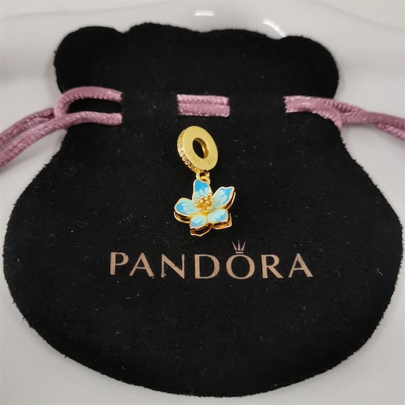 Pandora Blue Blossom Golden Dangle Charm - Etsy
