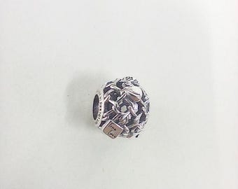 Pandora Openwork Chain Link Padlock Charm Silver S925 ALE