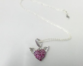 Pandora Pavé Heart Angel Wings Necklace 45cm S925 ALE