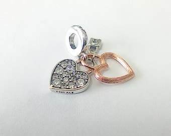 Pandora Heart Padlock Double Dangle Charm ALE