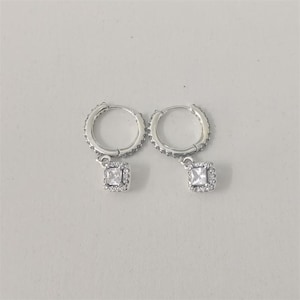 Sparkle4c_Jewelry様 Pandora Sterling Silver Square Sparkle Hoop Earrings - Etsy