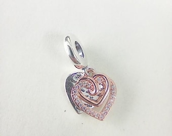 Pandora Entwined Hearts Double Dangle Charm ALE