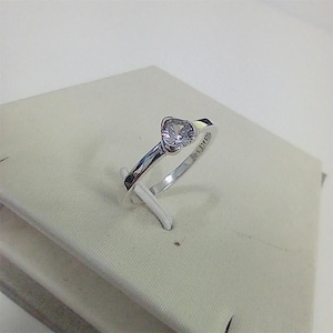 pandora talisman lab-grown diamond sterling silver heart ring with pouch