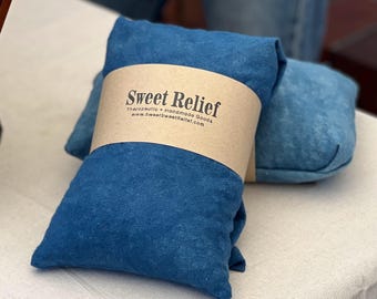 Organic Cherry Pit Heating Pad: Hand-Dyed Indigo Cotton Flannel