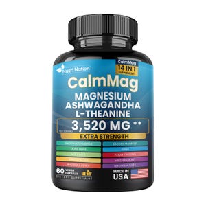 Magnesium Glycinate with Ashwagandha and L-Theanine 14 in 1 Supplement 60 Capsules