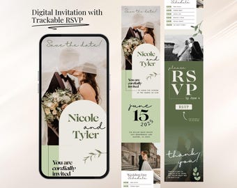 Editable Wedding Website Template with RSVP Form, Digital Trackable RSVP, Editable Canva Website Invitation Template, Web Wedding Invitation