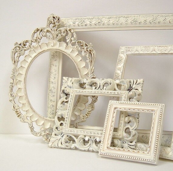 Picture Frames Shabby Chic Picture Frame Set Ornate Frames Etsy