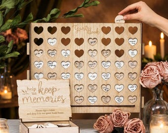 Personalized Heart Drop Box Wedding Guest Book Alternative Wooden Message Tokens Personalized Wedding Decor Guest Book Sign