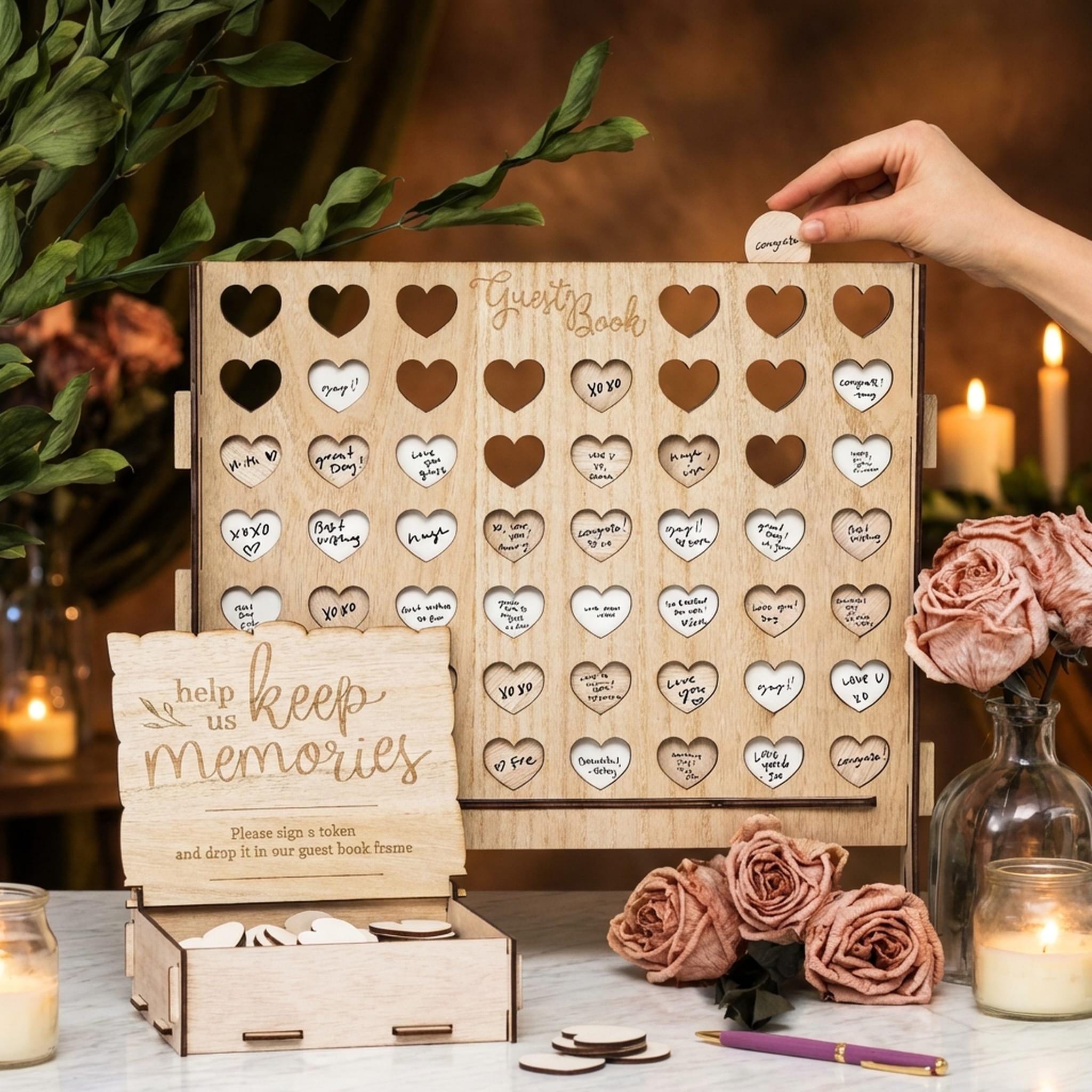 Personalized Heart Drop Box Wedding Guest Book Alternative Wooden ...
