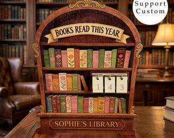 Vintage Wooden Book Tracker Sign, Personalized Reading Counter, Reading Tracker, Books Read This Year Counter, Reading Lover Gift