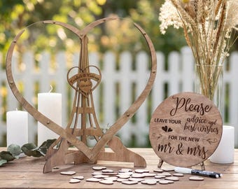 Wedding Ceremony Decor, Guest Book Alternative, Wood Decorations, Drop Box Heart, Bridal Shower Gift, Guest Book Sign