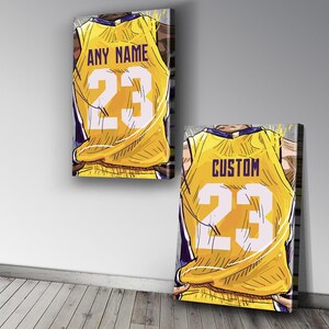 Los Angeles Jersey - Basketball Custom Personalized Canvas Print Basketball Fan, Kids Decor, Man Cave Gift Wall Décor Art. Ready To Hang.