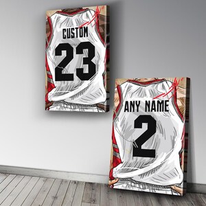 Toronto Jersey Art-Basketball Custom Personalized Canvas Print Basketball Fan,Kids Decor, Man Cave Gift Wall Décor Art. Ready To Hang.