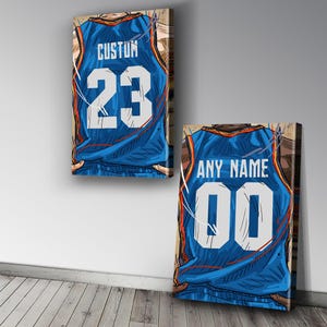 Oklahoma City Jersey Art-Basketball Custom Personalized Canvas Print Basketball Fan,Kids Decor, Man Cave Gift Wall Décor Art. Ready To Hang.