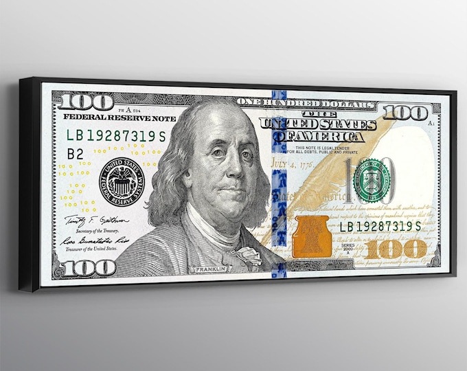 Print Benjamin Original Benjamin 100 Dollar Bill Money Press Print Wall Art Canvas ...
