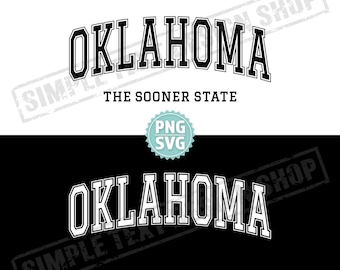 Oklahoma The Sooner State PNG + SVG, Stany Zjednoczone Oklahoma png, Projekt czcionki Arched Graduate SVG, Projekt tekstu vintage dla stanu Ameryki