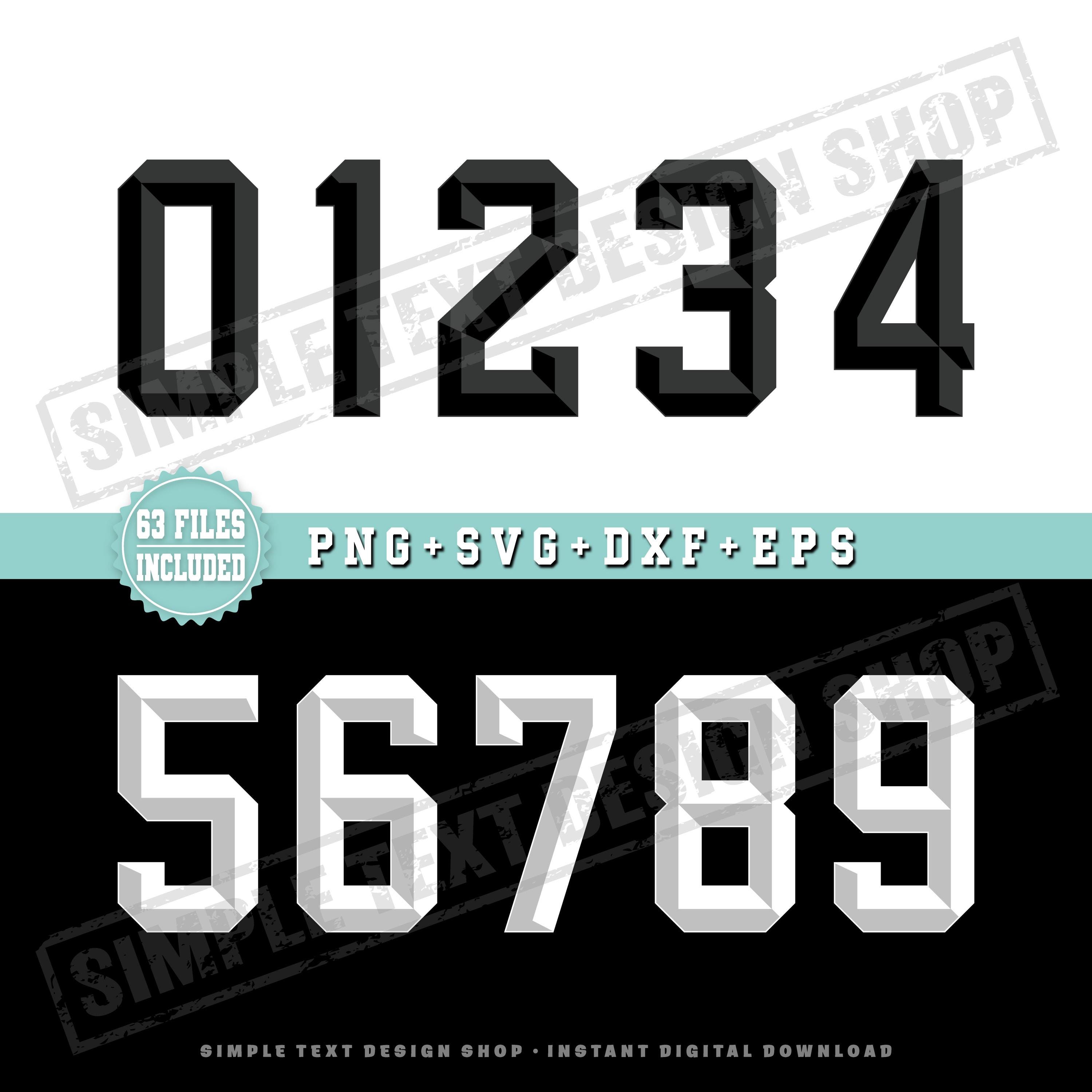 Jersey Numbers 0-9 With Shade Png Svg Dxf Eps Digital Files