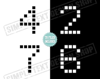 Simple Digital Display Numbers 0-9 Png Svg Dxf Eps Ttf Bundle