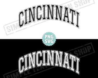 Projekt czcionki Cincinnati Ohio State Arched Graduate SVG + PNG, USA Homeland Vintage Text Designs