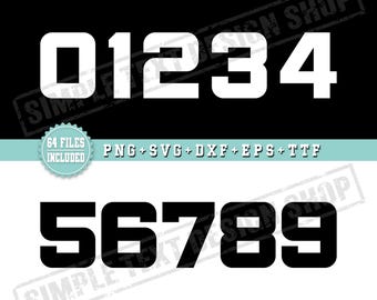 Wide Type Simple Round Jersey Numbers 0-9 Png Svg Dxf Eps Ttf Digital Files Bundle, Sports Jersey Team Player Back Number Design Templates
